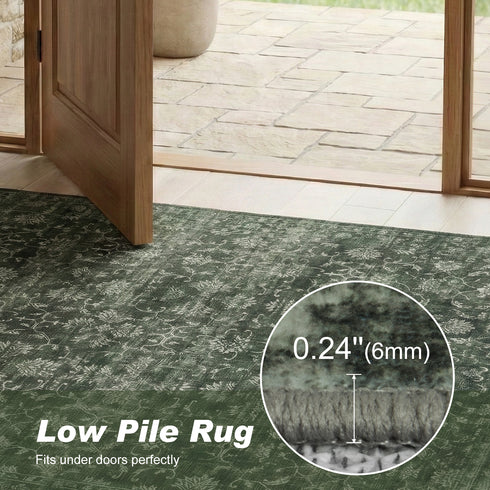 TTGIEET Persian Vintage 8x10 Floral Area Rug, Scalloped Washable Non Slip Stain Resistant Large Carpet for Standard Living King Bedroom Dining Office