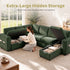TTGIEET 7-Seater U-Shaped Sectional Sleeper Sofa, Reversible Pull-Out Sofa Bed with Storage & Cup Holders, Corduroy Couch for Living Room