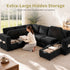 TTGIEET 7-Seater U-Shaped Sectional Sleeper Sofa, Reversible Pull-Out Sofa Bed with Storage & Cup Holders, Corduroy Couch for Living Room