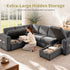 TTGIEET 7-Seater U-Shaped Sectional Sleeper Sofa, Reversible Pull-Out Sofa Bed with Storage & Cup Holders, Corduroy Couch for Living Room