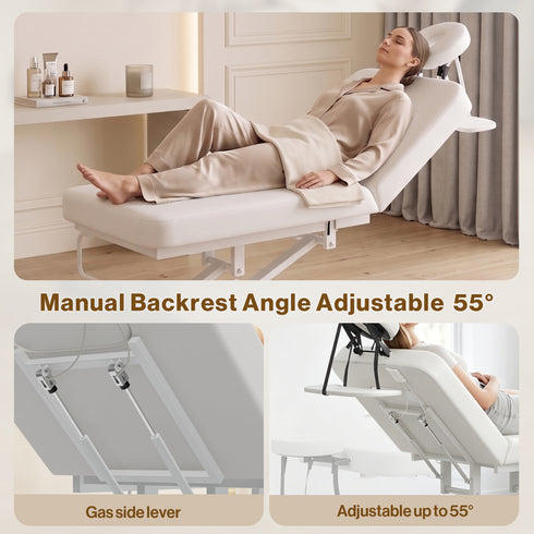 TTGIEET 550 lbs Electric Lift Massage Table, Height Adjustable Spa Esthetician Bed with Remote Control, 55° Adjustable Backrest