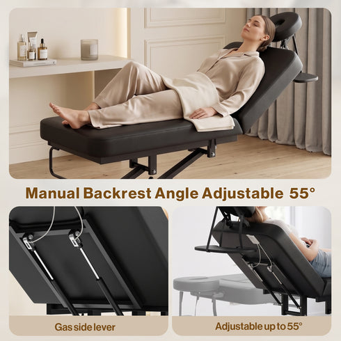 TTGIEET 550 lbs Electric Lift Massage Table, Height Adjustable Spa Esthetician Bed with Remote Control, 55° Adjustable Backrest