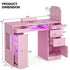 TTGIEET Nail Desk for Nail Tech with Lockable Wheels, Rolling Manicure Table w/LED Light Display Cabinet , Storage Drawers, Wrist Cushion for Beauty Salon, Spa & Home