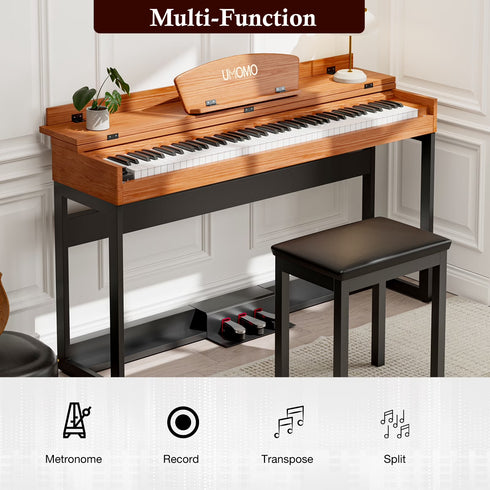 UMOMO 88 Key Digital Piano Keyboard, Full Size Electric Piano with Piano Metal Stand, Headphone Jack, 3 Pedal, Electronic Piano for Beginner, Adults