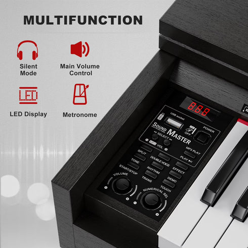 UMOMO 88 Weighted Key Digital Piano Keyboard with Piano Bench, Full Size Electric Piano with Piano Stand, Headphone Jack, 3 Pedal, Electronic Piano for Beginner, Adults