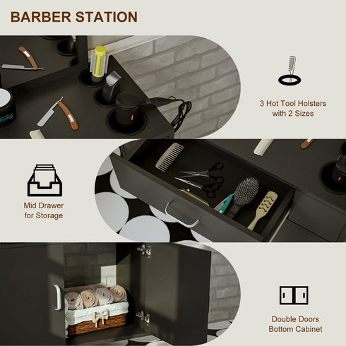 Paddie Wall Mount Salon Station with Mirror