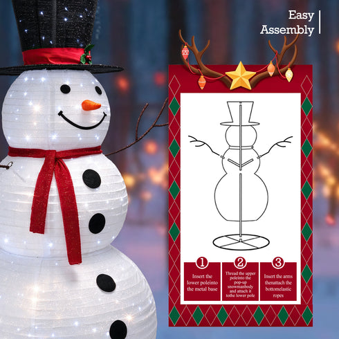 TTGIEET 6ft Lighted Pop-Up Snowman Outdoor Christmas Decoration with 225 LED Lights, Hat & Scarf