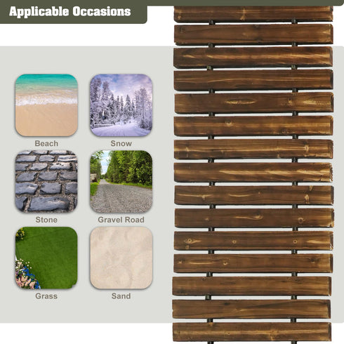 TTGIEET 12FT Wooden Roll Out Garden Pathway, 22" Wide Outdoor Walkway with Anti-Slip Spikes, No Install Patio Path Mat for Lawn Backyard (Dark Brown)