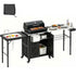 TTGIEET Outdoor Grill Cart with Storage Cabinet, Portable BBQ Prep Station Table with Foldable Sink, Stainless Steel Top, Black, Includes Waterproof Cover & Wheels