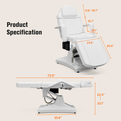 TTGIEET Fully Electric Esthetician Bed with 3 Motors, Adjustable Spa Facial Chair Massage Table for Tattoo, Lash Extensions, Waxing, Skincare & Beauty Salon