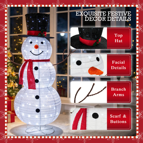 TTGIEET 5ft Lighted Pop-Up Snowman Outdoor Christmas Decoration with 140 LED Lights, Hat & Scarf