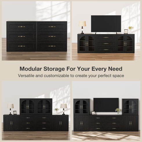 TTGIEET Wooden Dresser with 3 Large Drawers, Modular Media Console Storage Chest of Drawers, Sideboard Credenza for Living Room, Entryway, Kitchen