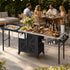 TTGIEET Outdoor Grill Cart with Storage Cabinet, Portable BBQ Prep Station Table with Foldable Sink, Stainless Steel Top, Black, Includes Waterproof Cover & Wheels