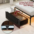 TTGIEET Twin XL Upholstered Bed Frame w/ Storage Headboard, Drawer, Charging & LED, Dark Grey, No Box Spring