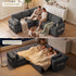 TTGIEET 5-Seater L-Shaped Reversible Sectional Sleeper Sofa, Pull-Out Sofa Bed with Storage & Cup Holders & Adjustable Backrest, Corduroy Couch for Living Room