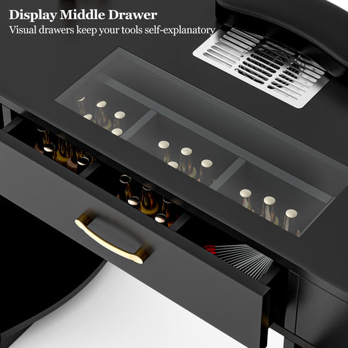 Paddie Nail Desk, built-in dust collector, multi-drawers