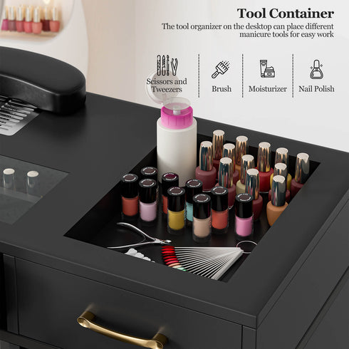 Paddie Nail Desk, built-in dust collector, multi-drawers