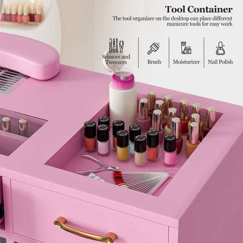 Paddie Nail Desk, built-in dust collector, multi-drawers