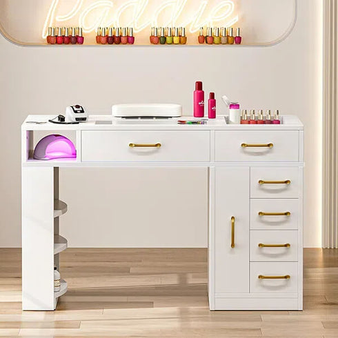 Paddie Nail Desk, built-in dust collector, multi-drawers