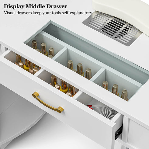 Paddie Nail Desk, built-in dust collector, multi-drawers