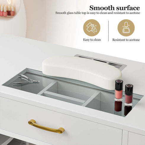 Paddie Nail Desk, built-in dust collector, multi-drawers