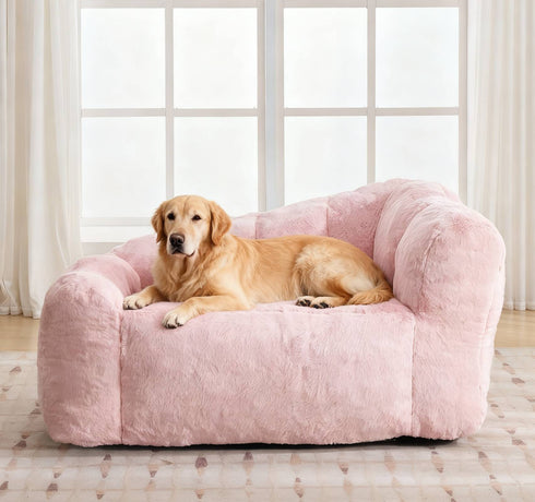 TTGIEET Dog Sofa Couch Bed for Medium, Large Dogs, 51" Pet Sofa with Faux Fur Fabric, Comfortable Pet Couch with Backrest and Armrests