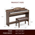 UMOMO 88 Key Digital Piano Keyboard with Piano Bench, Full Size Electric Piano with Piano Stand, Headphone Jack, 3 Pedal, Electronic Piano for Beginner, Adults, Brown