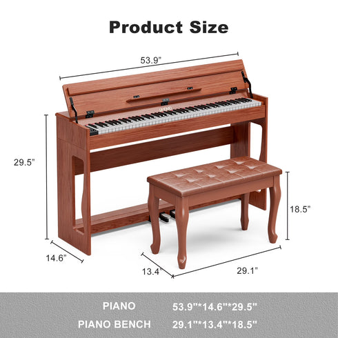 UMOMO 88 Weighted Key Digital Piano with Duet Piano Bench, Beginner Keyboard Piano Full Size Heavy Hammer Weighted Action Electric Piano Keyboard with USB MIDI
