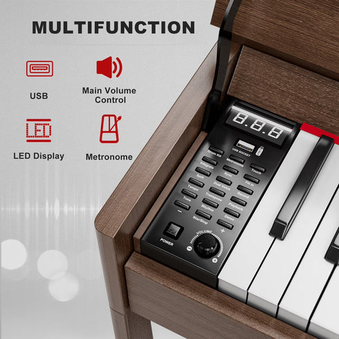 UMOMO 88 Weighted Key Digital Piano with Duet Piano Bench, Beginner Keyboard Piano Full Size Heavy Hammer Weighted Action Electric Piano Keyboard with USB MIDI