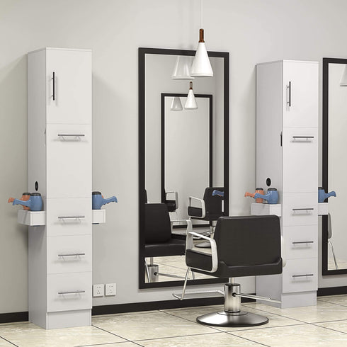 Estación Paddie Barber con soportes para secador de pelo