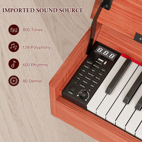 UMOMO 88 Weighted Key Digital Piano with Metal Stand, Beginner Keyboard Piano with Piano Bench, Full Size Heavy Hammer Weighted Action Electric Piano Keyboard with USB MIDI