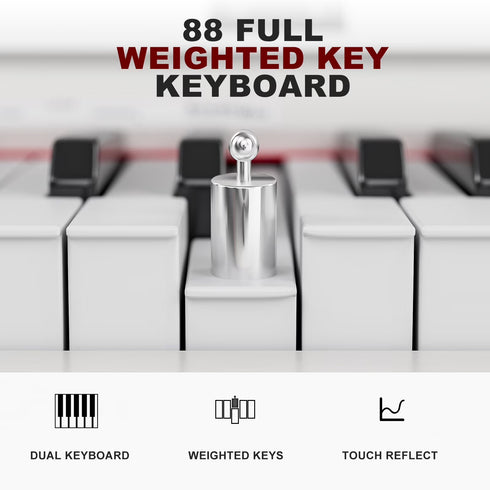 UMOMO 88 Weighted Key Digital Piano Keyboard with Piano Bench, Full Size Electric Piano with Piano Stand, Headphone Jack, 3 Pedal, Electronic Piano for Beginner, Adults