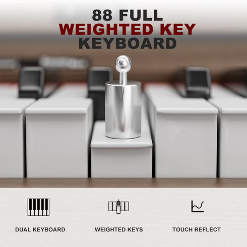 UMOMO 88 Weighted Key Digital Piano Keyboard with Piano Bench, Full Size Electric Piano with Piano Stand, Headphone Jack, 3 Pedal, Electronic Piano for Beginner, Adults