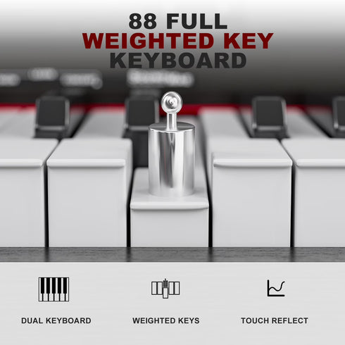 UMOMO 88 Weighted Key Digital Piano Keyboard with Piano Bench, Full Size Electric Piano with Piano Stand, Headphone Jack, 3 Pedal, Electronic Piano for Beginner, Adults