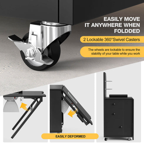 Upgraded! Paddie Foldable Nail Table with Storage