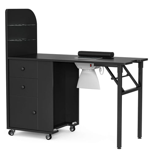 Upgraded! Paddie Foldable Nail Table with Storage