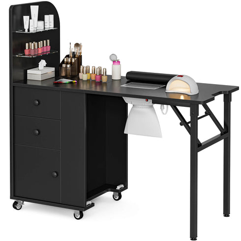 Upgraded! Paddie Foldable Nail Table with Storage