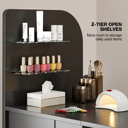 Upgraded! Paddie Foldable Nail Table with Storage