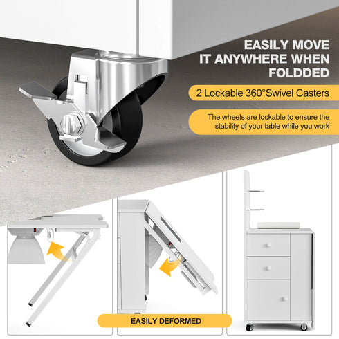 Upgraded! Paddie Foldable Nail Table with Storage