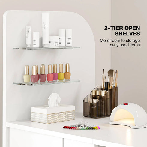 Upgraded! Paddie Foldable Nail Table with Storage