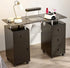 Paddie Glass Top Manicure Table, dust collector, multi-drawers