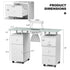 Paddie Glass Top Manicure Table, dust collector, multi-drawers