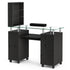 Paddie Glass Top Nail Table, multi-layer shelves, lockable wheels