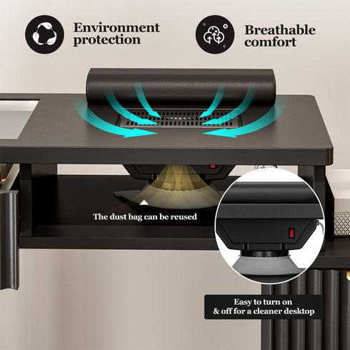 Paddie Nail Table with Built-in Dust Collector, visible light