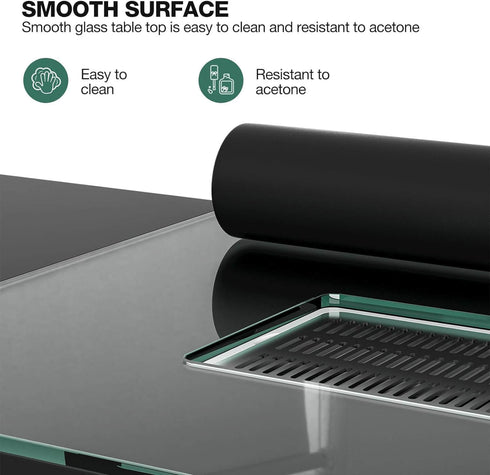 Paddie Nail Desk with Glass Top, dust collector, multi-drawers