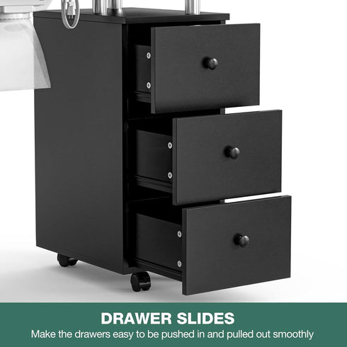 Paddie Nail Desk with Glass Top, dust collector, multi-drawers