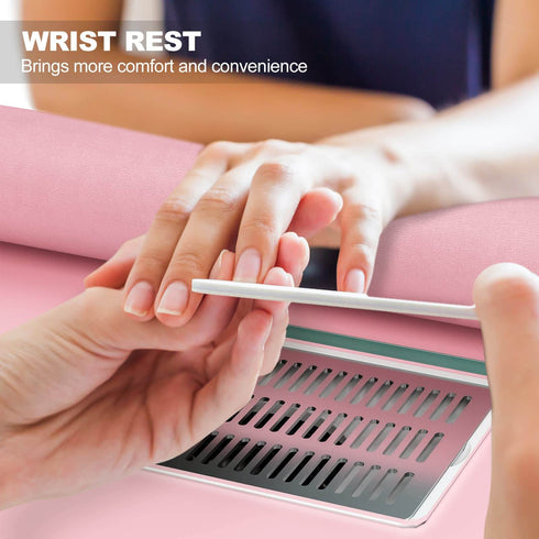 Paddie Nail Desk with Glass Top, dust collector, multi-drawers