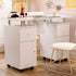 Paddie Nail Desk with Glass Top, dust collector, multi-drawers