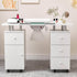 Paddie Nail Desk with Glass Top, dust collector, multi-drawers