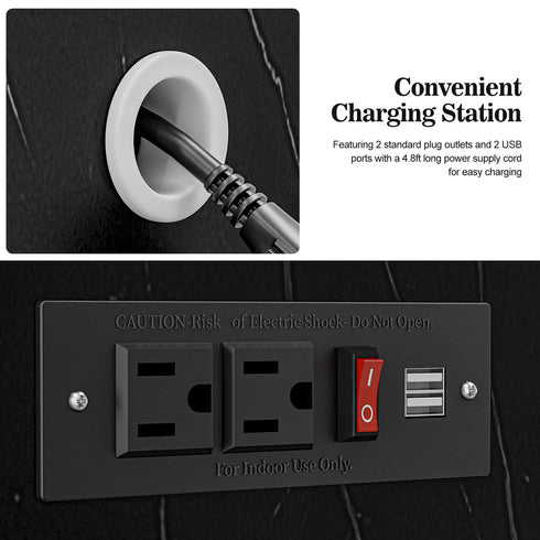 Mesa de manicura Paddie con lámpara y tomas de corriente